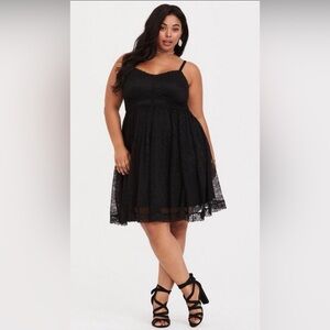 Torrid Black Lace Skater Dress Gothic Grunge Y2K